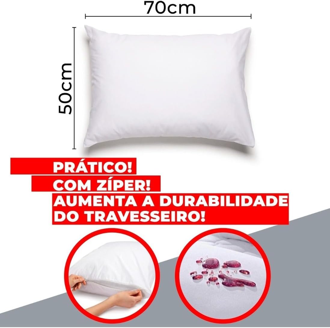 Kit 4 Capas Protetoras de Travesseiro Fronha Impermeável E Antialérgica Cor Branco Com Zipper Proteção Contra Ácaros E Líquidos Conforto E Qualidade Para Seu Sono Kit 4 Capas Protetoras de Travesseiro Fronha Impermeável E Antialérgica Cor Branco Com Zipper Proteção Contra Ácaros E Líquidos Conforto E Qualidade Para Seu Sono
