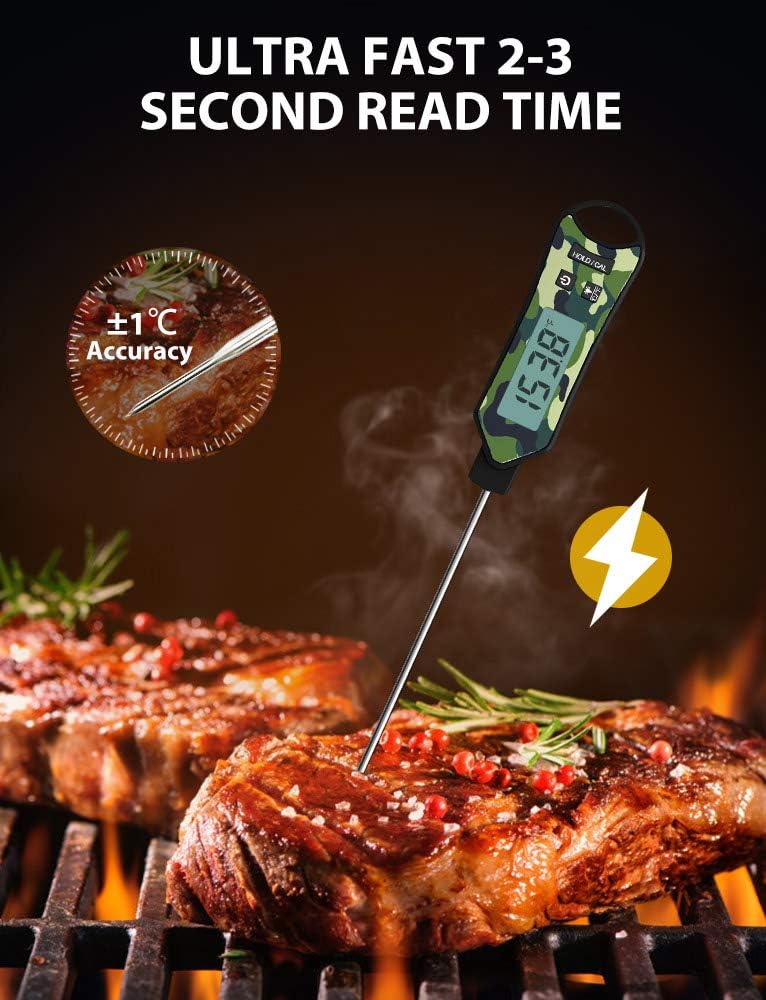 Amаzіng 🔥 Meat Food Thermometer for Cooking, 1Easylife Ultra Fast Instant Read Waterproof Digital Kitchen Thermometer Probe for Grilling, BBQ, Baking, Candy, Liquids, oil