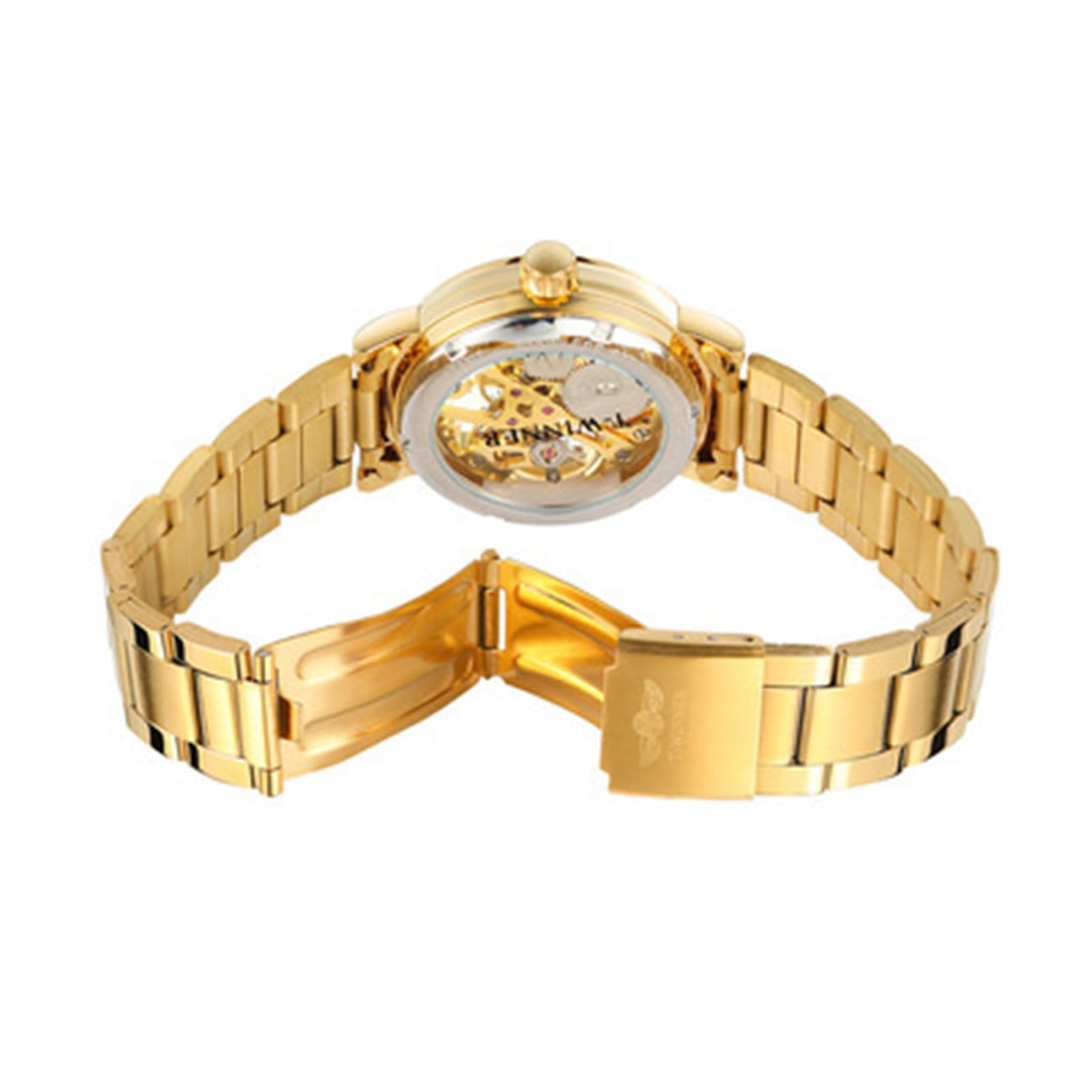 FORSINING Orologio automatico da donna con scheletro meccanico alla moda, cinturino in acciaio inox, quadrante con numeri romani, orologi da donna di lusso