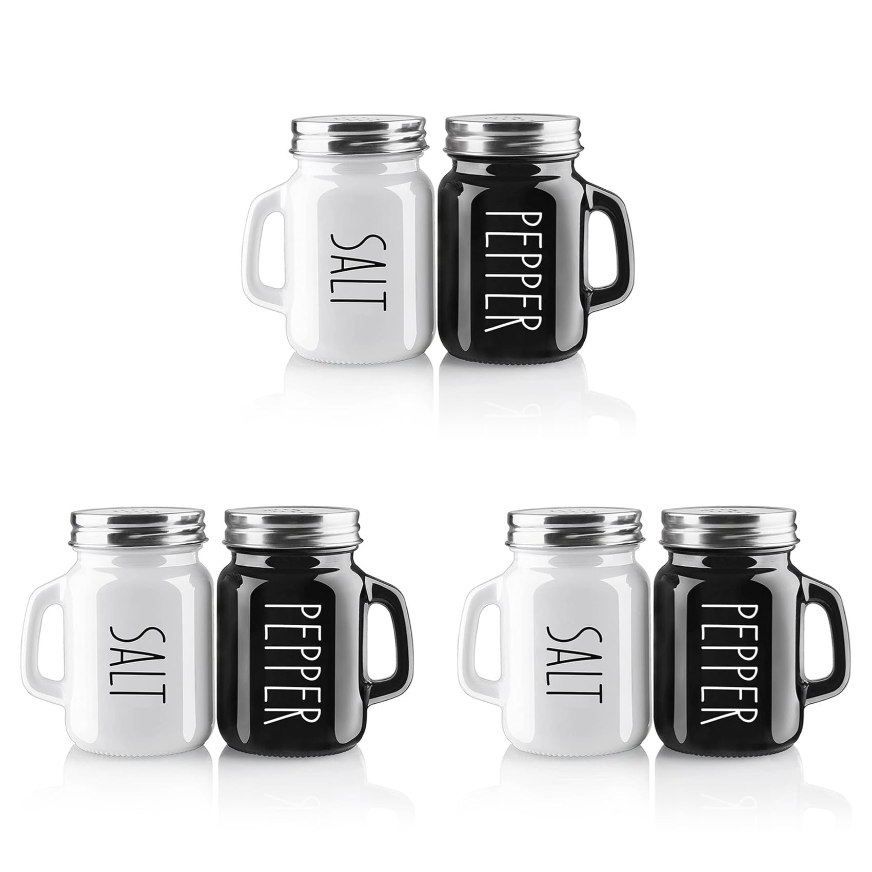 Hndhbfgrt 6X Farmhouse Salt and Pepper Shakers Set, 4 Oz Cute Salt Pepper Shaker, Modern Farmhouse Kitchen Decor