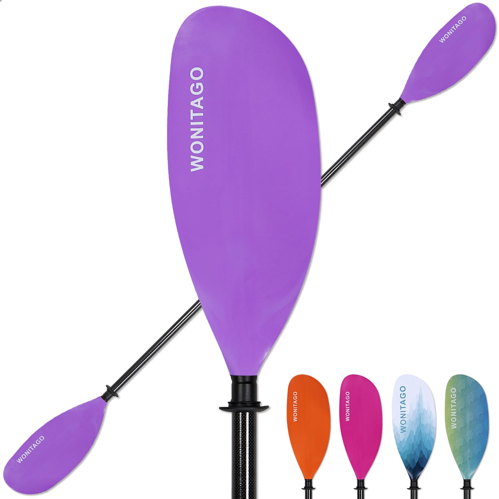 Kayak Paddle Carbon Fiber Shaft and Reinforced Nylon Blade, Adjustable Kayaking Oars, 3 Piece, 230-250 cm/90-98 Inches,210-230 cm/82-90 inches