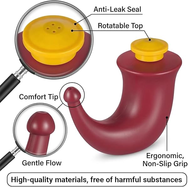 tiyiyok Pot Neti De Yoga, Rhino Horn, Nettoyeur De Corne Rouge, Conception Compacte Convient Pour Nettoyer Les Voies Nasales Et Soulager L'Inconfort Quotidien - 3