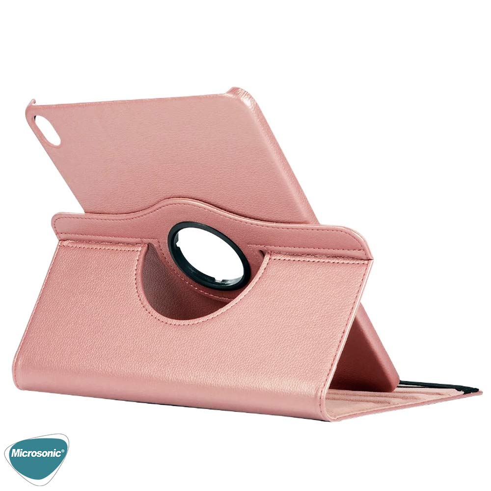 Microsonic Apple iPad 11.Nesil 2025 Kılıf (A3354-A3355) 360 Rotating Stand Deri Pembe [iPad 11.Nesil 2025 ile Uyumlu Kılıf - Pembe]