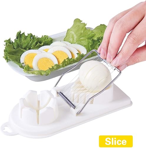 Vista 4 de Egg Slicer Cutter,2 in 1 Stainless Steel Cutting Wires Egg Slicer Multi Purpose Egg Dicer & Wedger