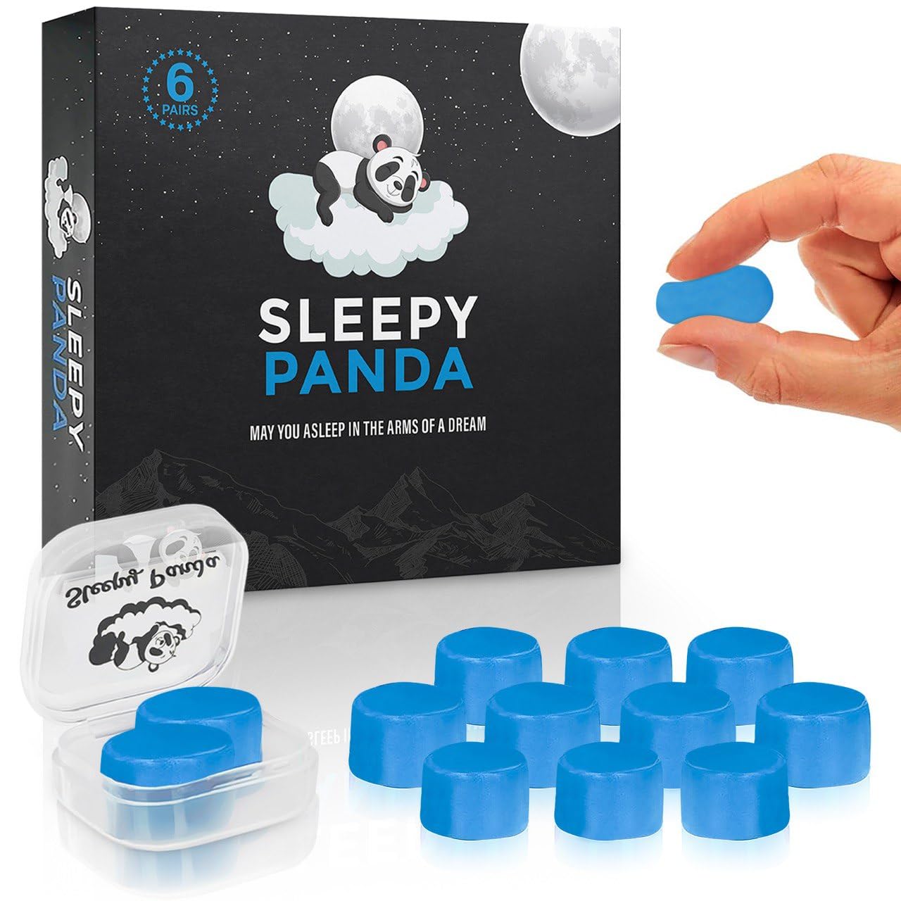 Ear Plugs for Sleeping - Reusable Soft Premium Silicone Earplugs 6 Pairs for Noise Canceling, 27DB Highest SNR by Sleepy Panda (Light Blue, One Size)