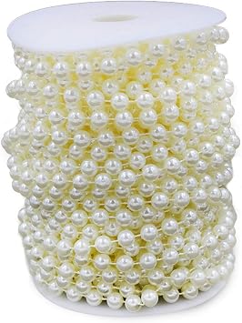 WEISIPU 8mm Large Ivory Pearls Faux Crystal Beads by The Roll for Flowers Wedding Party Decoration Ivory