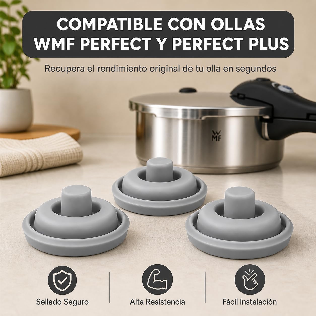WMF Perfect Junta Indicadora de Cocción Silicona Ø3cm Recambio Olla Presión 2,5L-8,5L