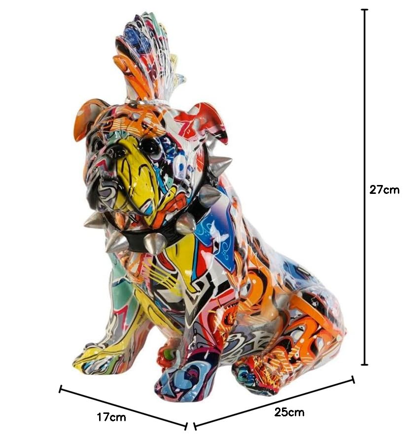 Figurine chien multicolore 17x25x27 cm : statue deco design