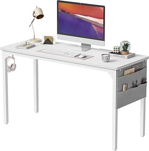 BANTI Escritorio para computadora, escritorio de estudio de oficina en casa de 47 pulgadas con bolsa de almacenamiento, mesa de PC pequeña, estilo