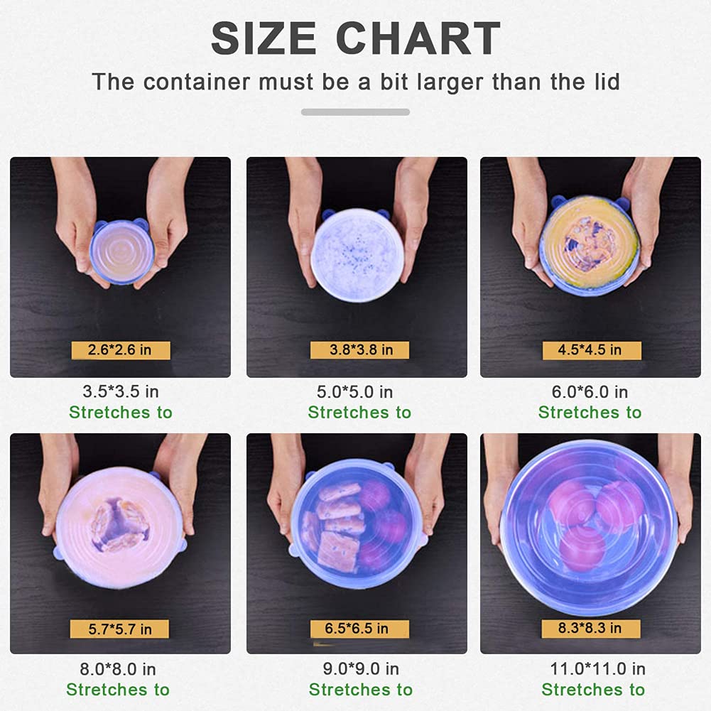 Hotfix Silicone Lids | Meal Prep Lids | Microwave Lids | Flexible Reusable Stretchable Lids | Utensils, Bowls, Dishes, Plates Jars, Cans, Mugs, Food Safety and Freezer Safe (Set of 12) 1