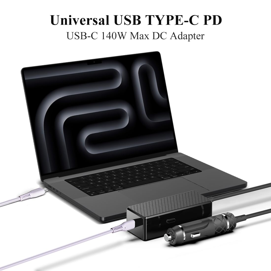 KFD Caricatore da auto USB C da 140 W PD 3.1 per MacBook Pro/Air Surface Pro Samsung Dell Google PC, Tablet Cellulare AI Laptop Alimentatore di rete 24 V Accendisigari USB Auto Charger con cavo di