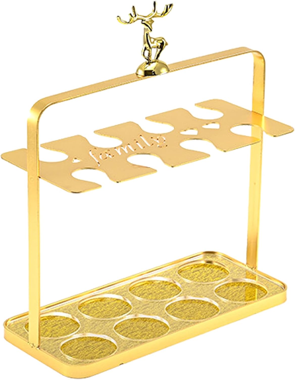 AOYEBO Wine Glass Rack, Wine Glass Holder Under Cabinet, Under Cabinet Wine Glass Rack with Deer Head Design, Wine Glass Hangers Under Shelf for Kitchens, Cabinets (Gold)