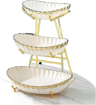 Fruit Bowls Three Tiered Tray Multi-Layer Fruit Tray Home Living Room Coffee Table Creative Advanced Modern Fruit Bowl for Living Room VegetableWhite