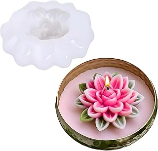 SOFTCREATO 3D Lotus Candle Mould Silicone | Lotus Flower Candle Making Mold for Wax, Soy Wax, Resin Art, Soap &amp; Chocolate...