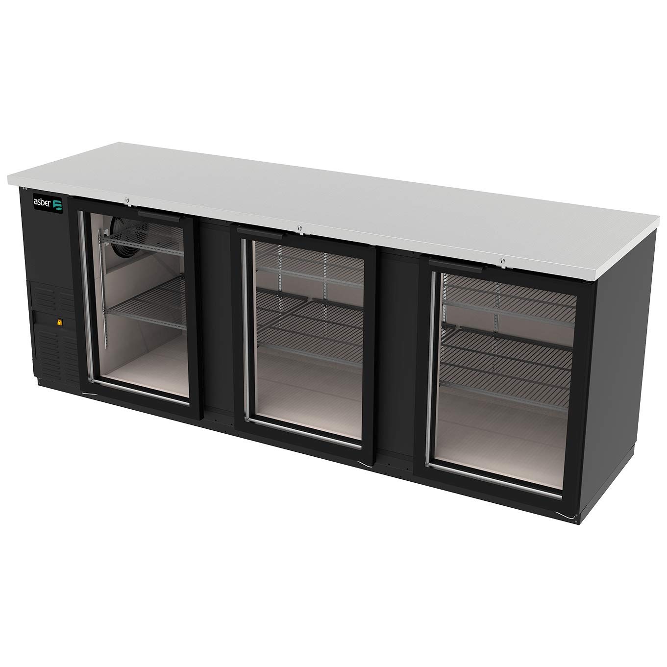 Asber ABBC-94G 95.5-Inch Refrigerated Back Bar Cooler Cabinet with (2) Glass Doors, Black Vinyl, 115v