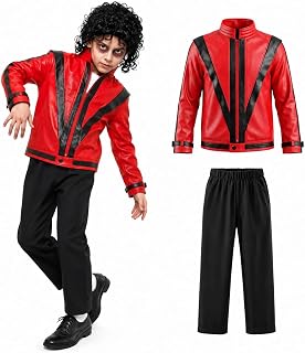 [fashionme] キッズ コスチューム 2点セット レッド ブラック ジャケット パンツ 仮装 ダンス 発表会 ハロウィン イベント 衣装 [並行輸入品]