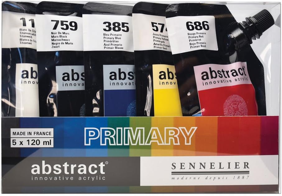 Abstract Paint Set 5P, Primary Colors, 120 ml (Pack of 5)