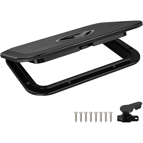 Marine Boat Hatch Deck Cover Lid,Marine Deck Access Hatch & Lid,Black Rectangle Boat Access Door for Bass/John/Fishing/Skiff/Sailboat/Yacht,Waterproof Cover Easy to Install