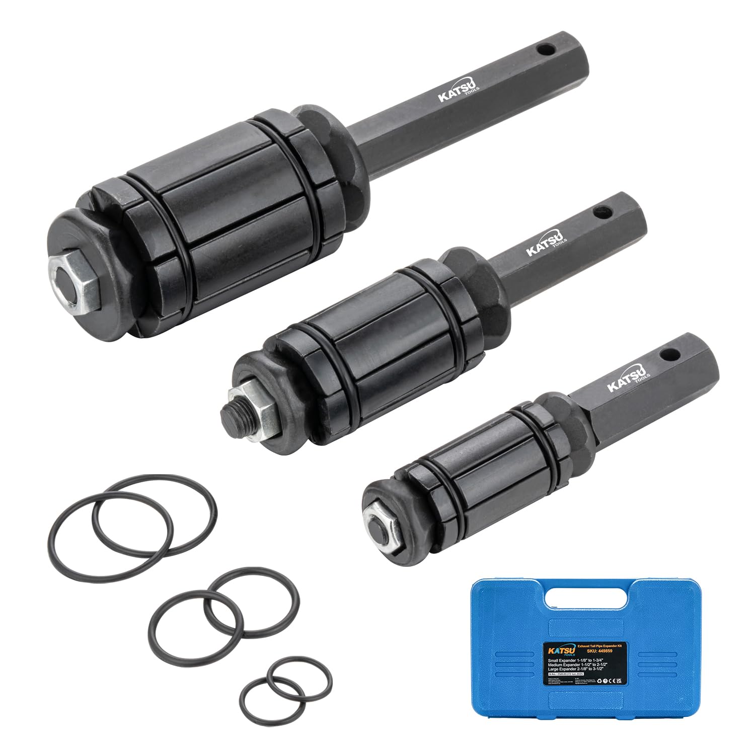 KATSU Tools Coffret 3 pcs élargisseur de tuyau d’échappement – acier forgé, kit universel pour systèmes échappement, silencieux, camions et véhicules