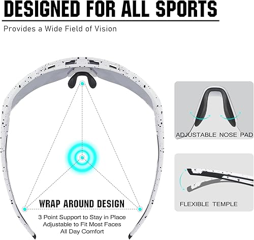 Miniatura 5 de Gafas de sol deportivas para hombres y mujeres, lentes de sol polarizados de ciclismo, gafas de sol de béisbol, protección UV, para correr, MTB