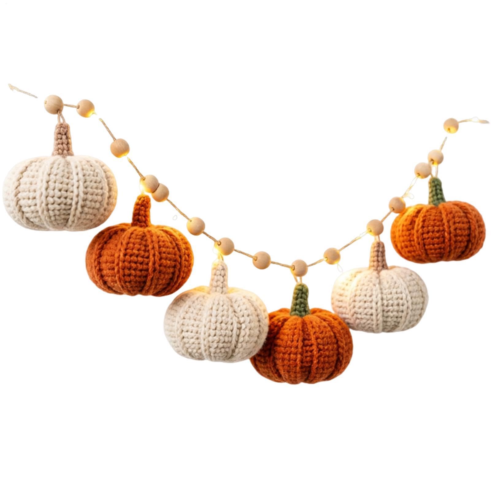 Halloween Kränze Für Die Haustür Dekoration, Gestrickt, Für Draußen Offene | Kürbis Lichter Kabel Lichter für Home Party Kamin Ernte Bauernhof Feiertage Außenbeleuchtung
