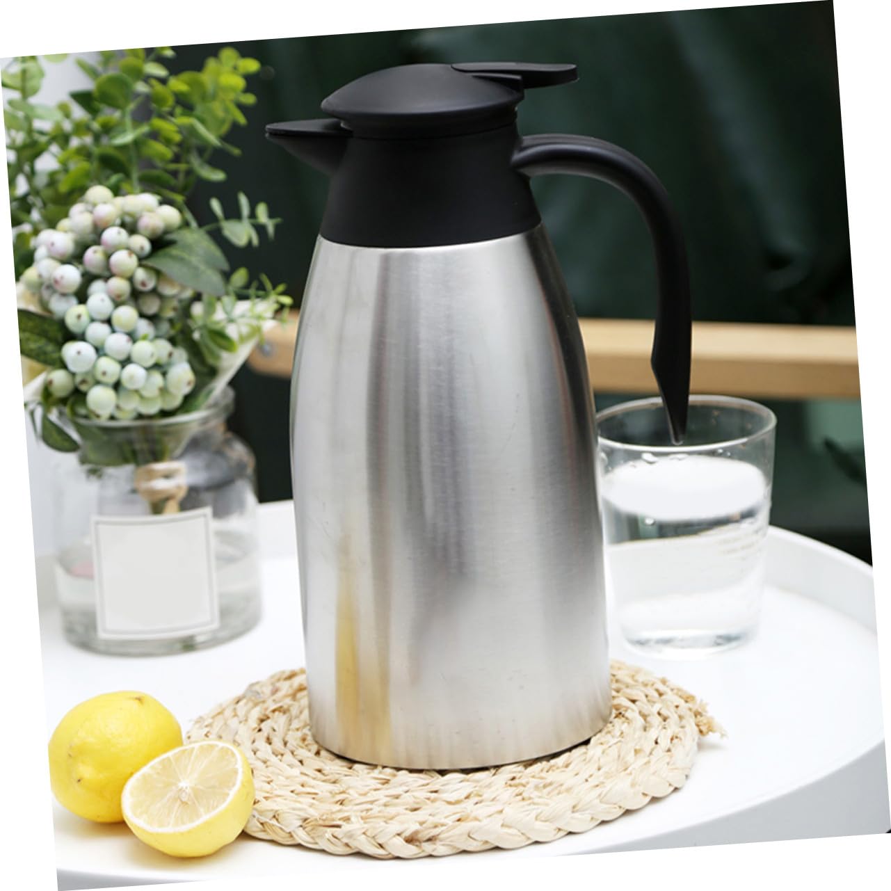 Edelstahl Thermoskanne Doppelwandige Vakuumisolation Langlebig und Hitzebeständig Große Kapazität Kaffeekanne für Zuhause und Büro