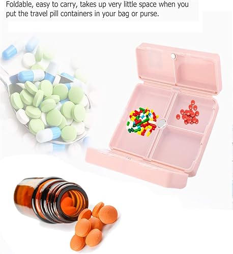Miniatura 4 de Pastillero de viaje para bolso, 7 compartimentos, pastillero de viaje portátil, organizador de píldoras con diseño magnético único, organizador de