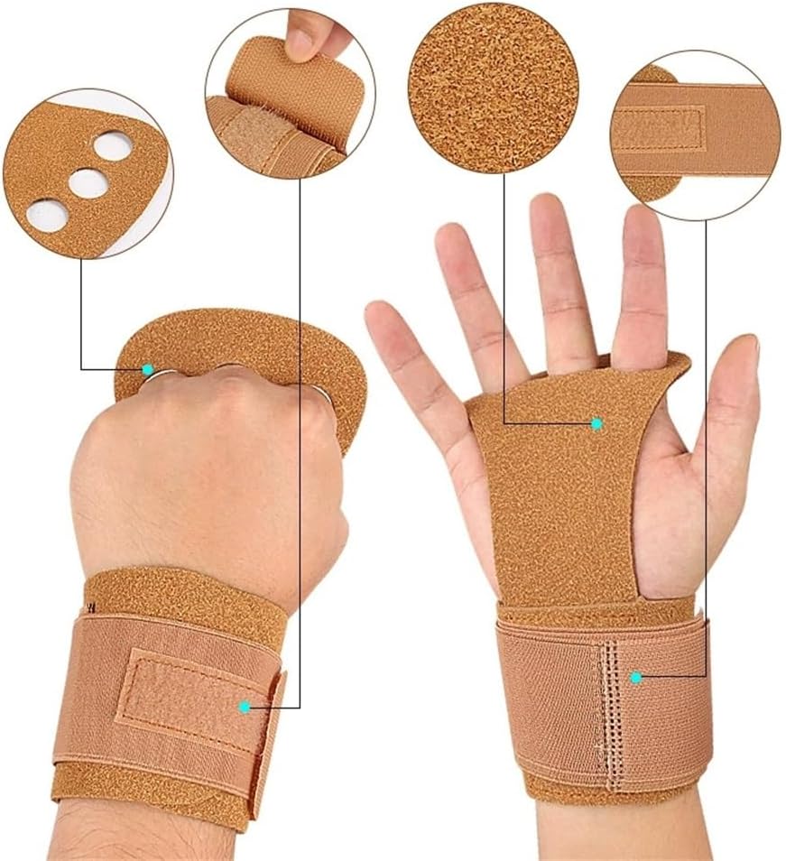 Gymnastics Hand Fitness Gloves Bar Hard Pull-up Booster Band Sports Palm Protection for Men and Women(Brown)