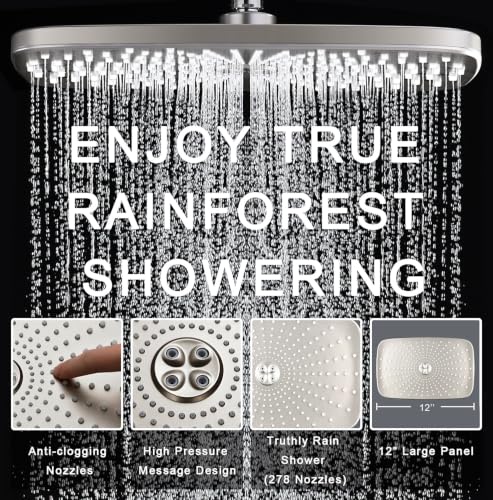Image of Rain Shower Head with Handheld Showerhead, Nickel 1.8GPM 460311 + Holder