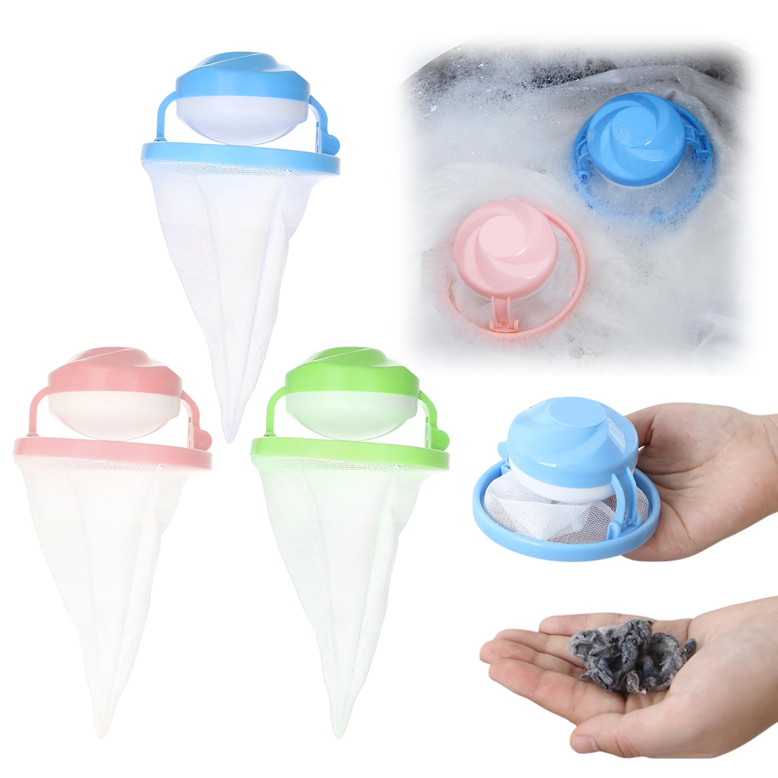 Lint Catcher for Washing Machine, 2025 Upgrade Floating Hair Filtering Mesh Removal, Reusable Pet Hair Remover for Laundry, Hair Filter Washer Dog Cat