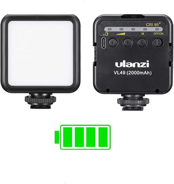 Lampe LED ULANZI VL49 Pour Photo/Vidéo - 5500K, Batterie 2000mAh, 3 Cold Shoe - Parfaite Pour Vlog, Selfie, YouTube