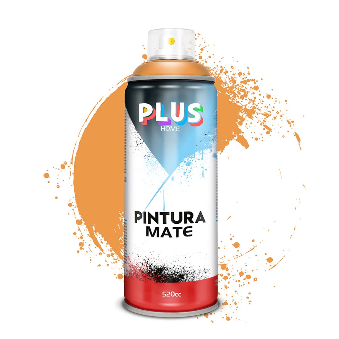 PLUS HOME Pintura Spray 520cc para pintar todo tipo de super cies: madera, metal, cartón, tela, piedra, bra de vidrio, plásticos rígidos, etc para bricolaje y DIY.Naranja Peto (Ref:644)(Paquete de 6)