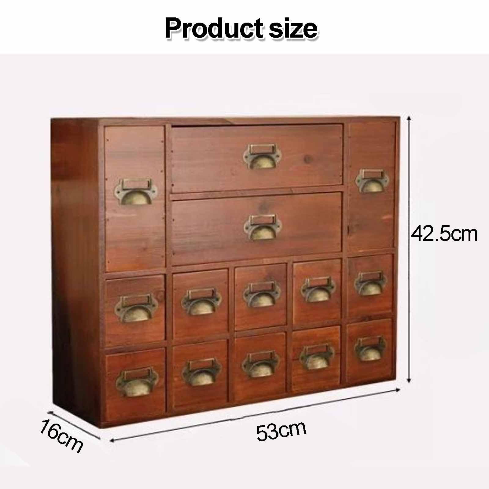 Armario de boticario, pequeño Mueble para Guardar Objetos Curiosos, boticario de sobremesa con 14 cajones, Caja de Almacenamiento de Madera para organizar Hierbas, bolsitas de té(Blue)