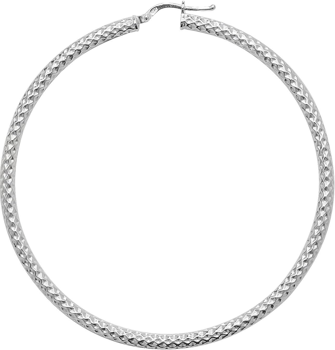 925 Sterling Silver Ladies Hoop Earrings - 60mm WJS11493MM60