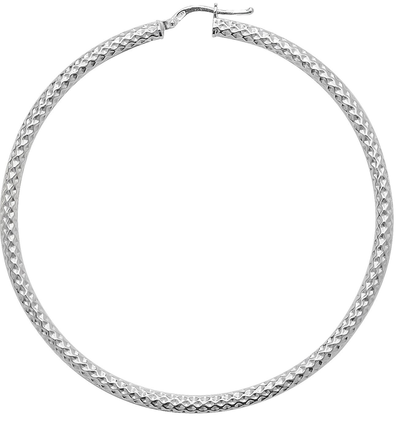 925 Sterling Silver Ladies Hoop Earrings - 60mm WJS11493MM60