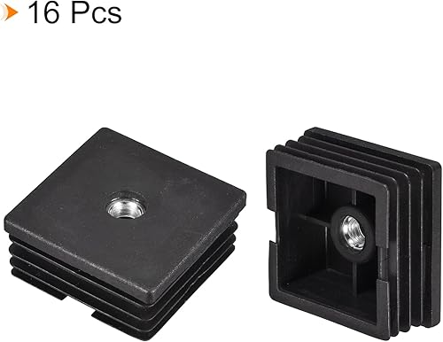 Miniatura 7 de uxcell 16 piezas de insertos de tubo roscado de plástico con rosca M8, para tubo cuadrado de diámetro exterior de 1.97 x 1.97 pulgadas, enchufe