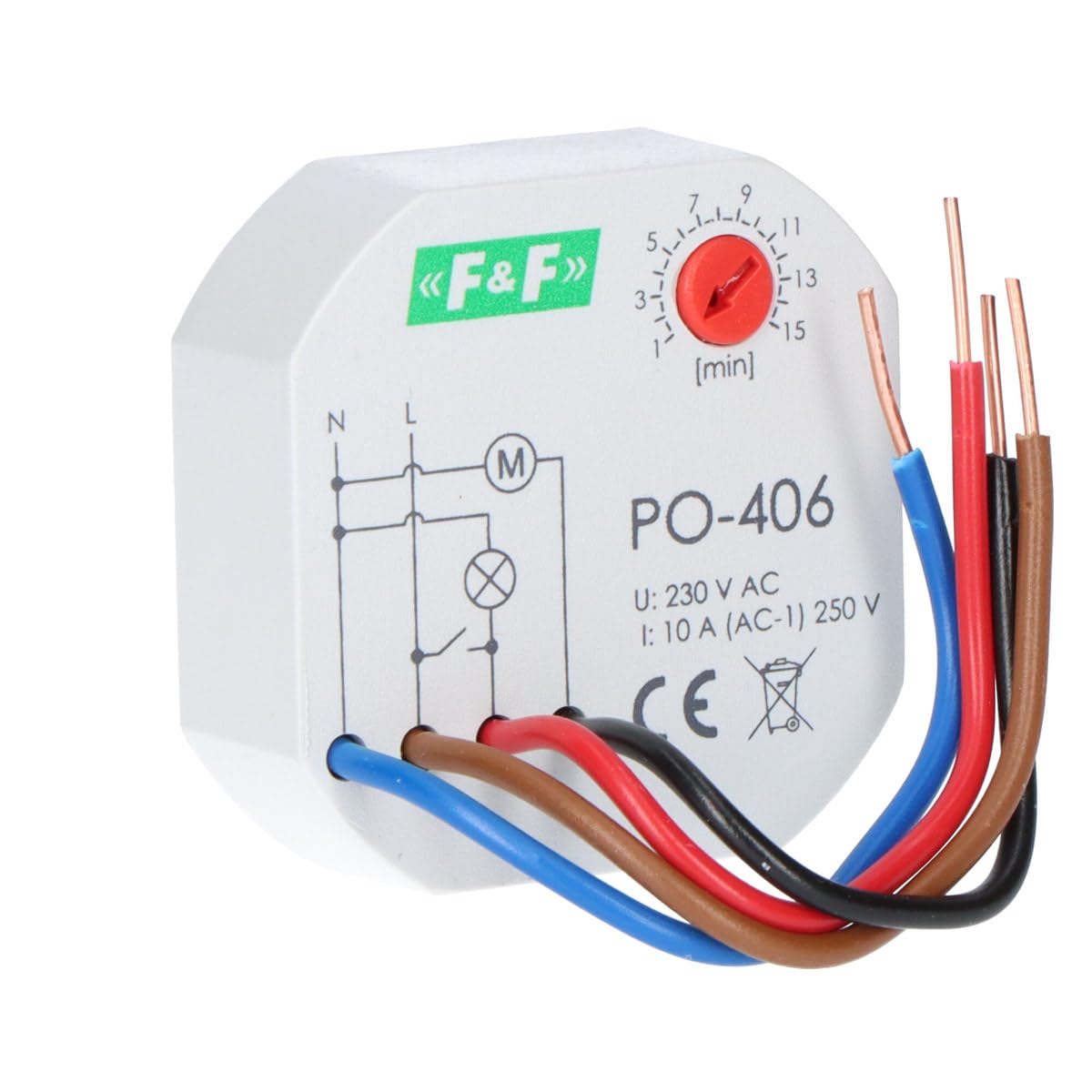 1Z 10A Time Relay 1-15min 230V AC Delayed PO-406