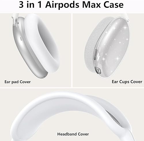 Miniatura 10 de Funda para AirPods Max, de silicona suave antiarañazos con patrón de corazón dorado, funda para las orejeras, cubierta para la diadema para