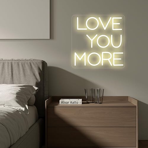 Miniatura 5 de Letrero de neón de boda Love You More, luz LED de neón grande para decoración de pared, luz blanca cálida personalizada, regalo de cumpleaños de