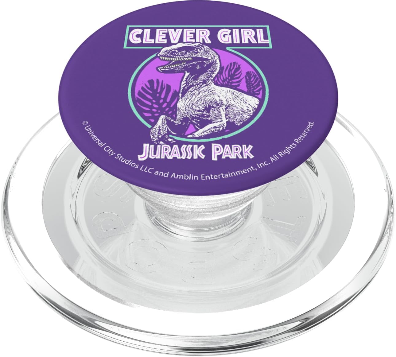 Jurassic Park Clever Girl Purple Hue Portrait PopSockets MagSafe PopGrip for iPhone
