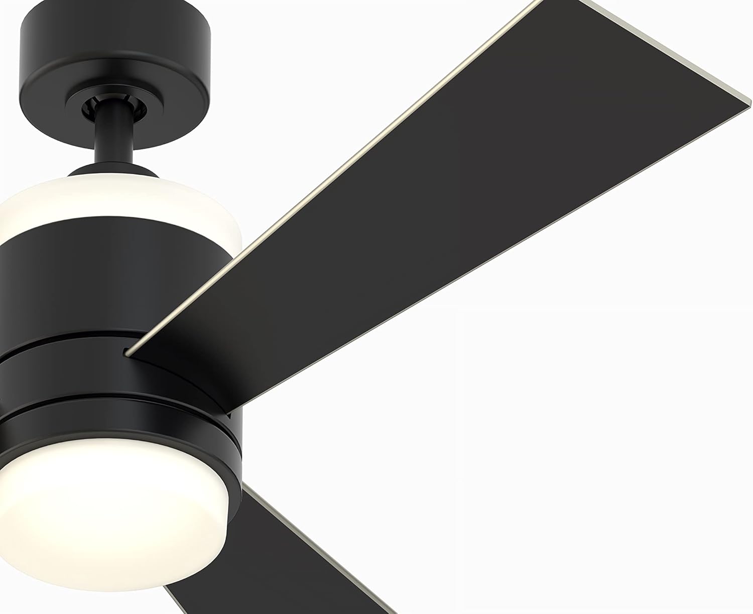 Top Rated Fanimation Studio Collection LP8577LBL Upright Ceiling Fan with LED Light Kit, 48 Inch, Black with Black/Silver Reversible Blades