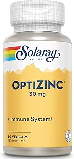 Solaray OptiZinc 30mg Immune Support Supplement, Chelated Zinc Capsules, Endocrine Systems and Cellular Health Support, wi...