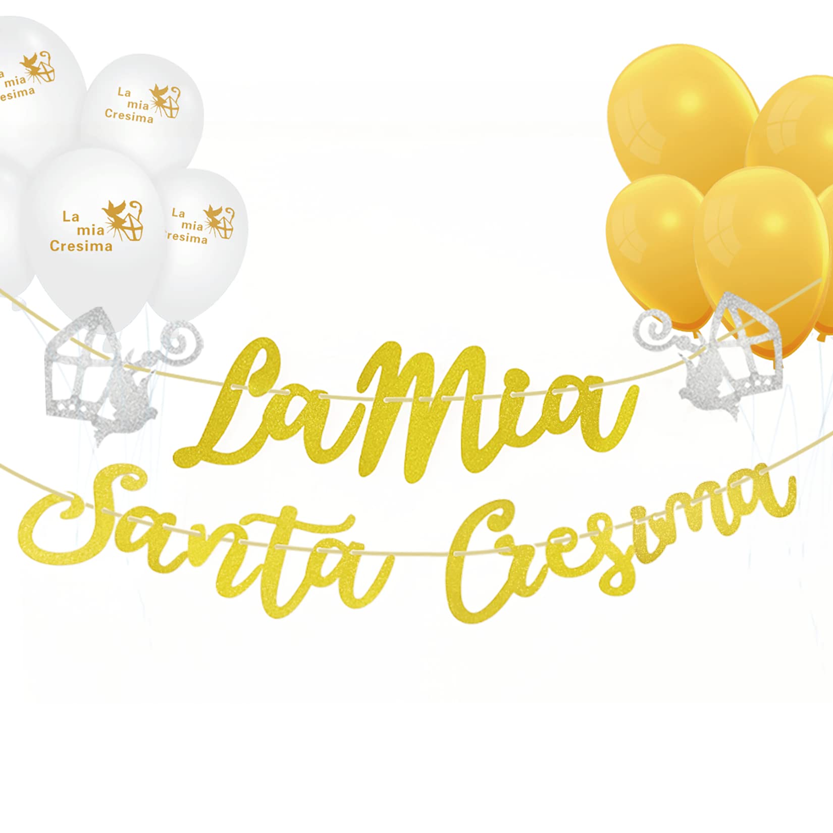 Comunione Bambino Kit Decorazioni Prima Comunione, Con Festoni, Palloncini, Ghirlanda Stelle, Per Allestimento Festa Sacra Segnaposto Comunione Bambino