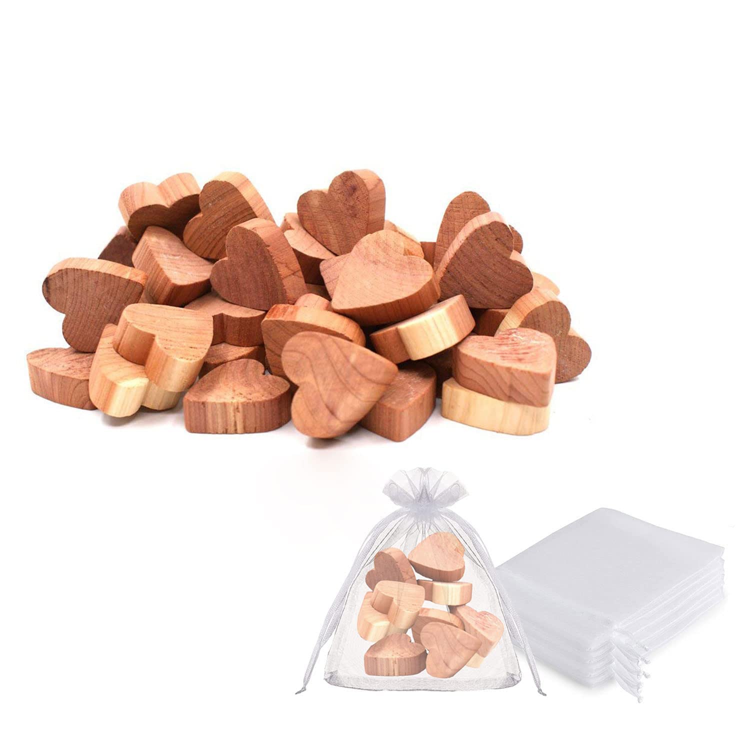 ELECDON Cedar Chips and Sachets for Closets and Drawers - Wood Blocks Hanger for Clothes Storage - Scented Clothing Bag Fresheners 30 Pcs With 5 Bags