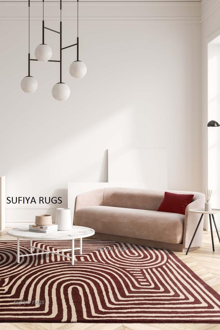 Hand Tufted Carpet Nz Wool With Silk Abstract Design Non Slip Luxury Exclusive Rectangular Carpet For Living Room Bedroom(Size 4X6 Ft,120X180 Cm),Multicolor