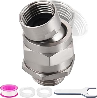 Shower Connector Ball Joint Shower Head Swivel Ball Adapter，Solid Brass Adjustable Shower Arm Connector, Universal Showering Component, Brushed Nickel