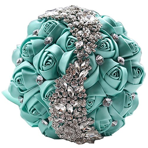 Fouriding Bouquet da Sposa Wedding Bouquet Damigella d'onore Diamante Tenendo il Fiore Raso Spilla Regalo di San Valentino