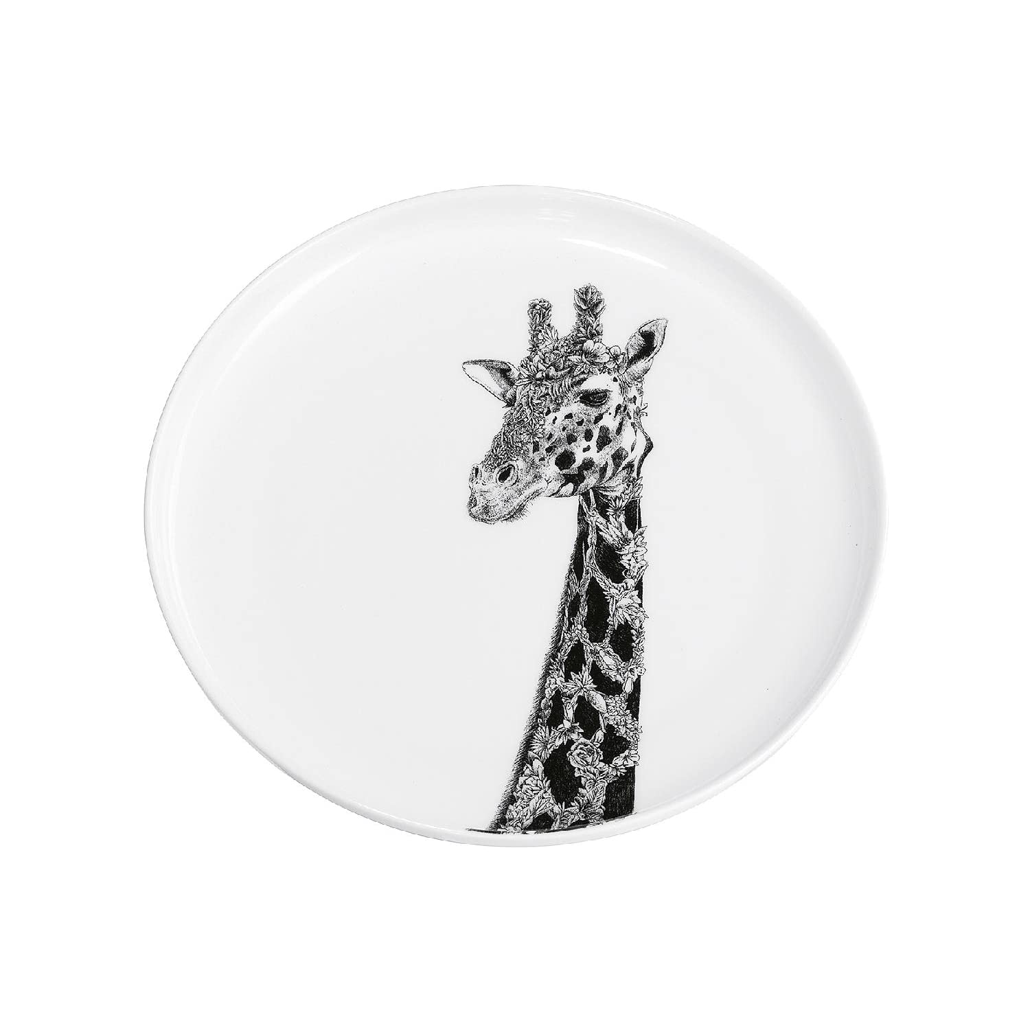Maxwell & Williams DX0530 African Giraffe Plate - Black and White - 20cm Diameter - Porcelain - Animal Design - in Gift Box