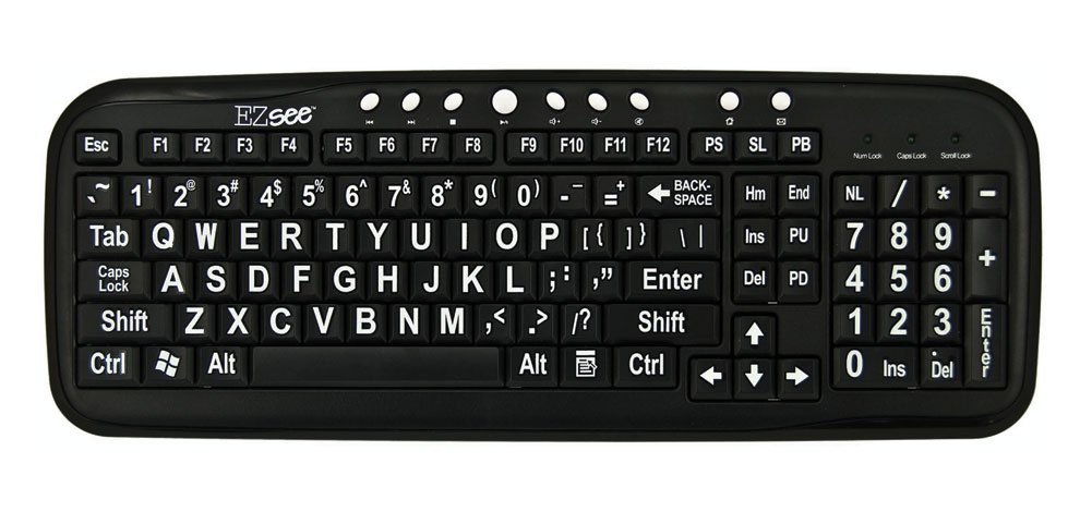 ALIMED 713097 EZSee Keyboard White on Black
