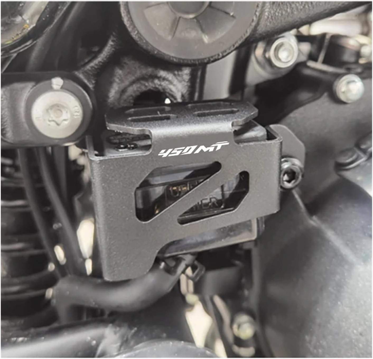Fit for Moto CF450MT 450 MT MT450 Motorcycle Front Brake Caliper Guard Rear Brake Fluid Reservoir Guard(1 Set Black no)(Black-rcg No Logo)